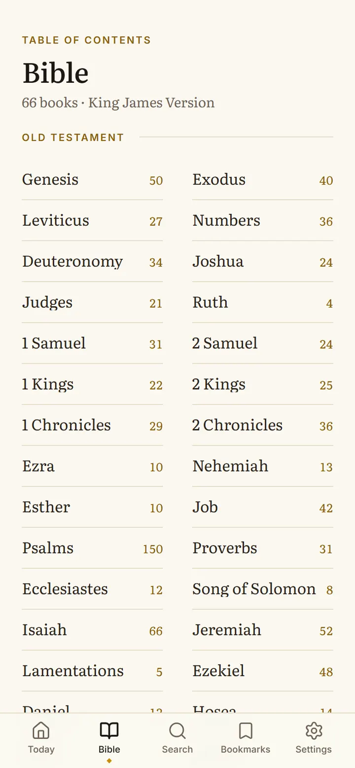 The overview of all 66 books
