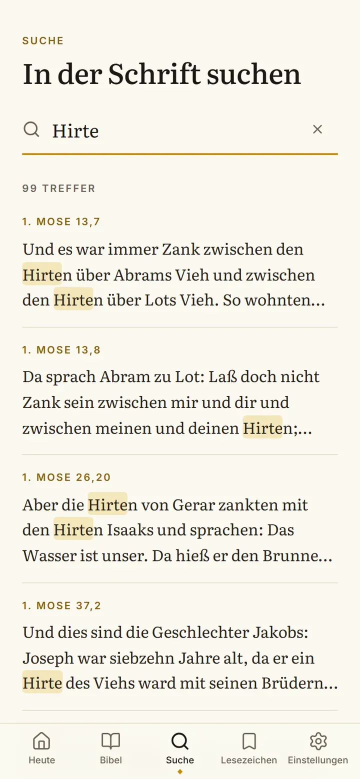 Die Volltextsuche mit Treffern im Vers